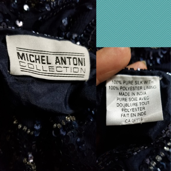 Michel Antoni Floral Sequined Beaded Silk Tunic - Picture 5 of 6